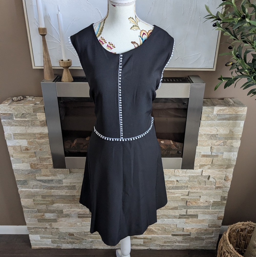 Suzy Shier Black Dress with White Accents